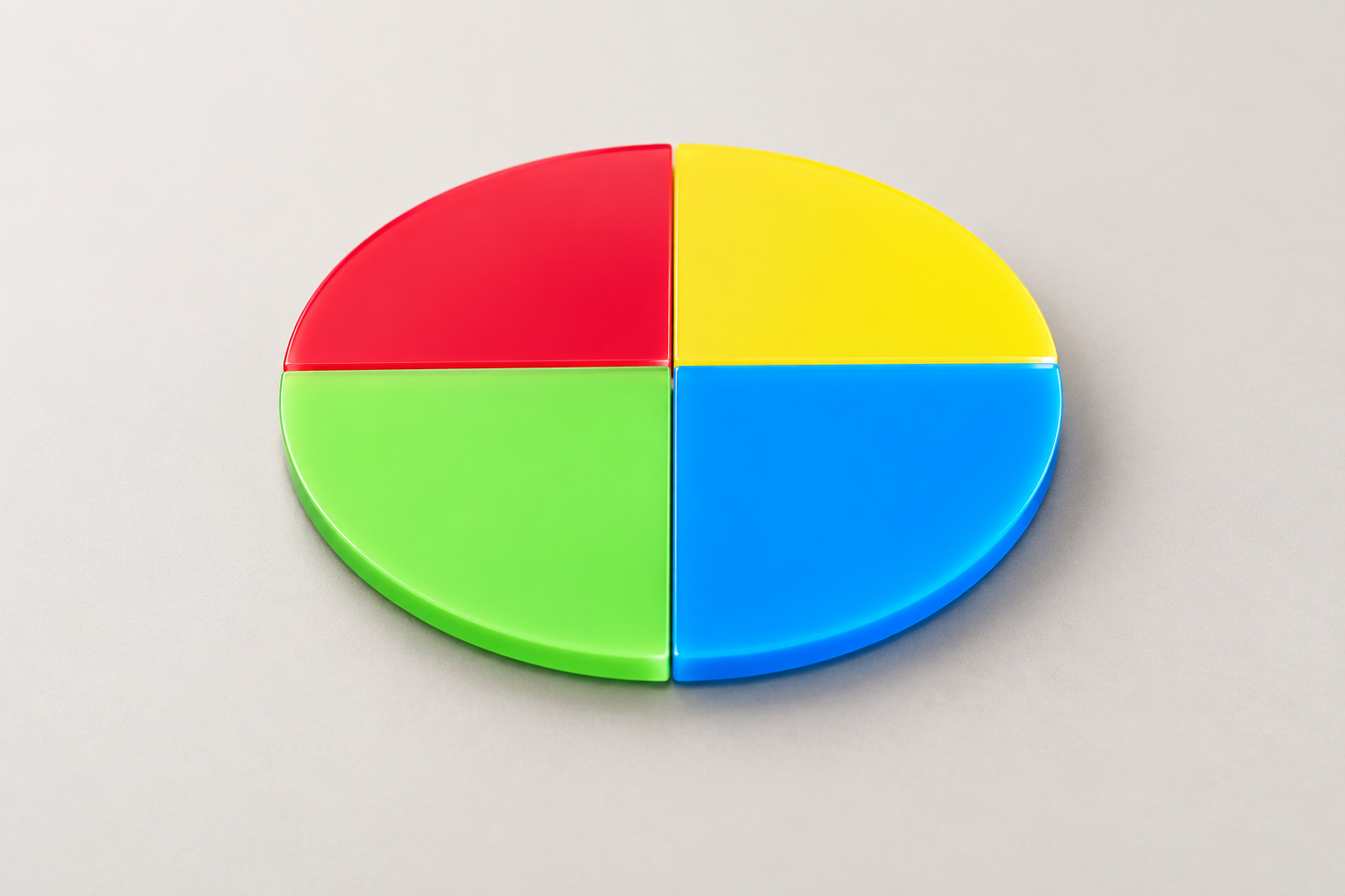 Four coloured acrylic quarter-circle sectors